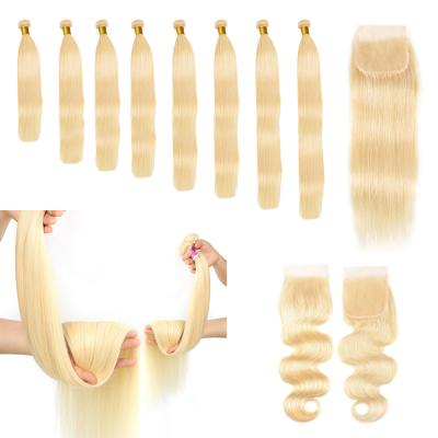 China No Tangle Shedding No Natural Raw Virgin Blonde Hair 613 Bundles With Lace Headband Closure, Best 100 Percent PureHair Bundles Virgin Hair for sale