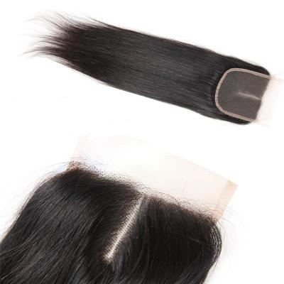 China Wholesale Silky Straight Wave Cuticle Aligned Natural Black 3 Bundles Virgin Hair Overnight Straight Swiss Lace Silk Closure for sale