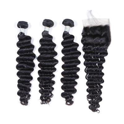 China No Tangle No Shedding 100% Virgin Brazilian Hair Cheap 10A Deep Wave Hair Bundle , Brazilian Double Cuticle Pulled Lined Curly Hair for sale