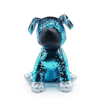 China Glitter New Design Glitter Stuffed Dog Toy Plush Reversible for sale