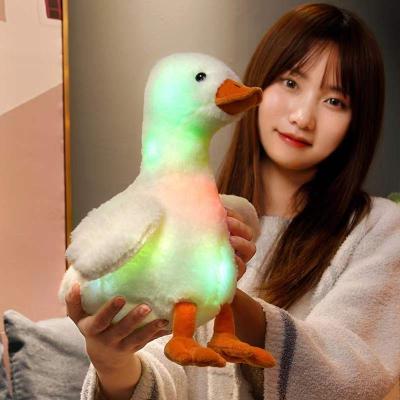 China Colorful Stuffed Plush Yellow And White Goose Plush Lights Toys Led Lights for sale