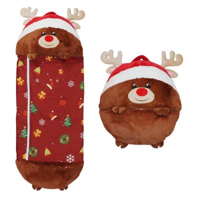 China Plush Children's Reindeer Sleeping Bag Storage Plush Pillow Animal Sleeping Bag for sale