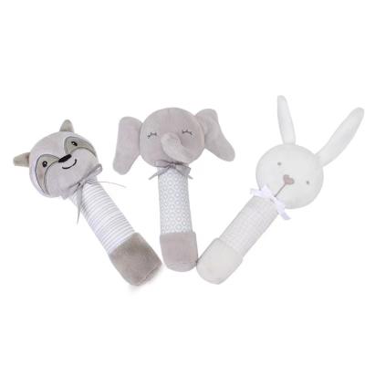 China Infant Animal Baby Shaker Plush Soft Hand Rattle in Elephant Rabbit and Cat Shape for sale