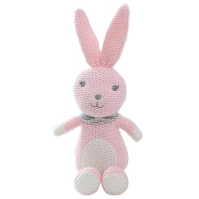 China Plush Stuffed Knitted Pink Bunny Toy With Stocks for sale