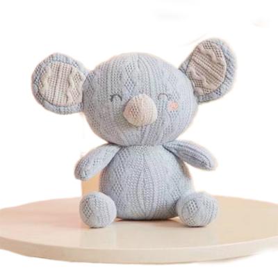 China Plush Baby Sleep Toy Knitted Stuffed Animals Plush Knitted Gray Elephant Toy For Toddlers for sale