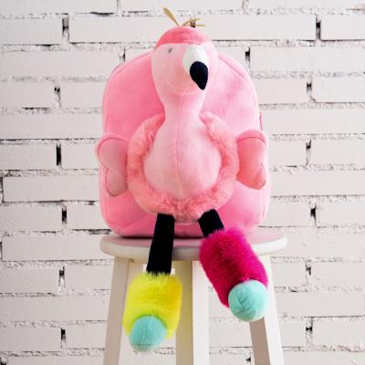 China Plush Custom Design Animal Pink Color Backpack With Flamemingo Plush Kid Stuffed Bag for sale