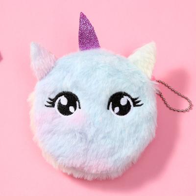 China Cute Plush Cartoon Unicorn Shaped Purse Keychain Coin Pouch Kids Gift Pouch for sale