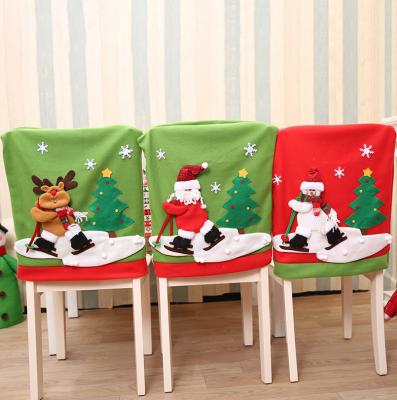 China Seat Cover hot selling Santa Claus Christmas cover household decoration furniture Snowman chair cover of snow back plush Amazon for sale