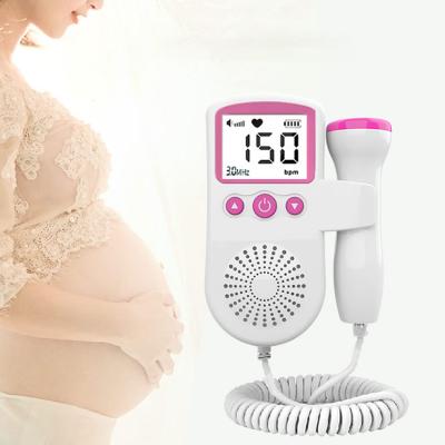 China 3MHz Heart Rate Detector Fetal Healthy LCD Display Doppler Heart Rate Household Portable Baby Monitor Pregnancy Plastic Show No Radiation for sale