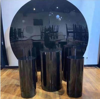 China Wedding Light Supplies Black Round Acrylic Wall Backdrop For Event Stage Wedding Decoration for sale