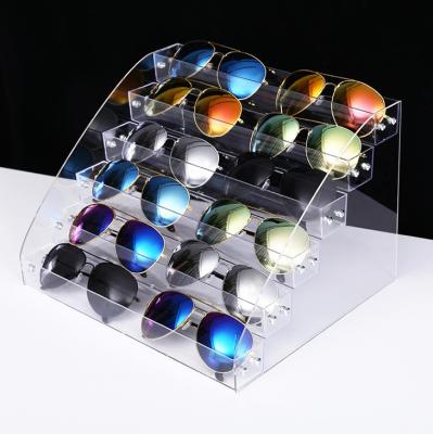 China Durable Acrylic Sunglasses Organizer Clear Eyeglasses Display Holder Case Tray Box For Glasses Tabletop Eyewear Storage Holder for sale