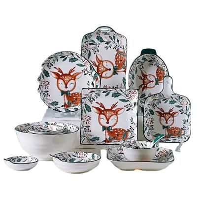 China Viable Wholesale Ceative Cartoon Porcelain Dinner Sets Festivals Tableware Sets Porcelain Dinner Sets for sale