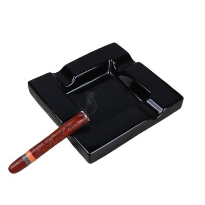 China Wholesale Viable Luxury Creative Black Ceramic Ashtray Ashtrays Home Office Use Cigar Accessories Gift Set for sale