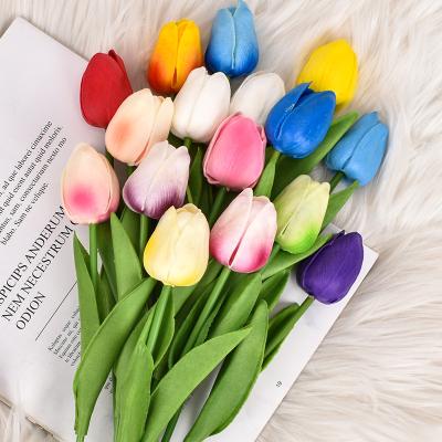 China Artificial Flower Real Touch PU Tulip Bouquet Artificial Flower for Wedding Flowers Garen Home Decor Decoration for sale