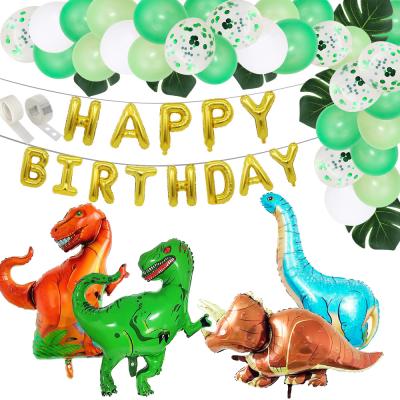 China Gift Toy 66pcs Birthday Party Decoration Latex Balloons Movie Dinosaur Number Aluminum Balloon Set for sale