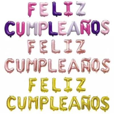 China Gift Toy Spanish Happy Birthday foil balloon set FELIZ CUMPLEANOS alphabet balloons for sale