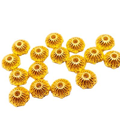 China Jewelry Making CCB Mango Gold Flower With Middle Hole Plastic Beads For Jewelry Making for sale