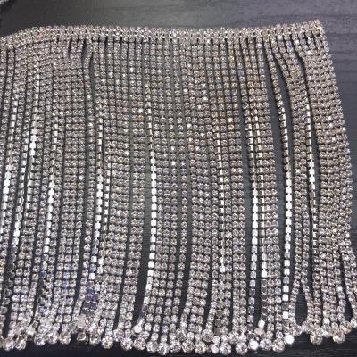 China Wholesale Flatback Length Rhinestone Tassel Trimming Rhinestone Crystal Cup Chain For Garment Shoe Bag for sale