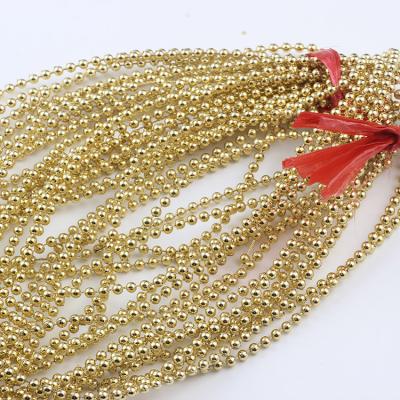 China Mango Factory 3mm Plastic Gold Wholesale Direct Gold Plated Plastic Bead Chain for sale