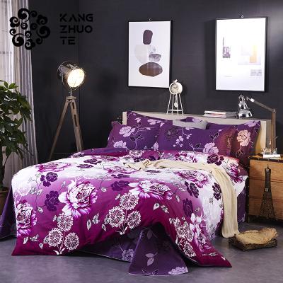 China 1.5m (5 feet) 1.5m (5 feet) latest style purple bedding set 100% brushed cotton bedding four sets for sale