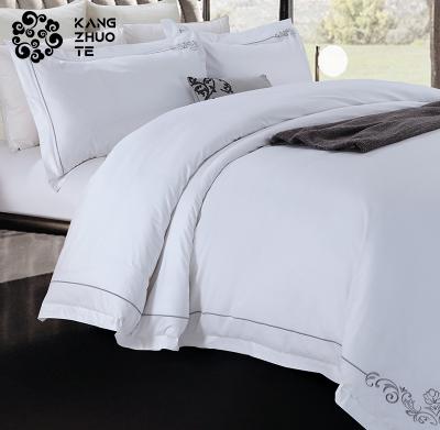 China Non-Toxic Non-Toxic Non-Toxic General Fabric Satin Cloth Cotton Hotel Bedding White Embroidered Home Bedding Set for sale