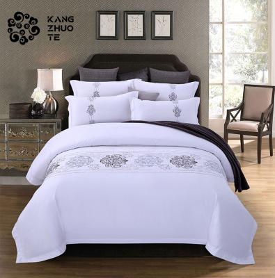 China Hotel Non-Toxic Household Non-Toxic Fitted Sheet Pillowcase General Embroidered Satin Bedding Set for sale