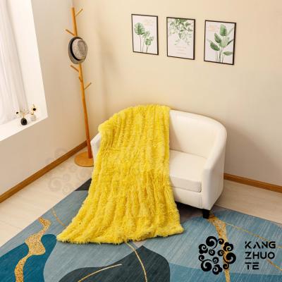 China Custom Soft Plush Long Lifelike Professional Eco Friendly Yellow Single Throw Baby Blanket for sale