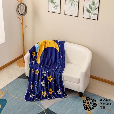 China Viable Newcomer Moon and Stars Viable Design Custom Printed Baby Blanket Super Soft Flano Blanket for sale