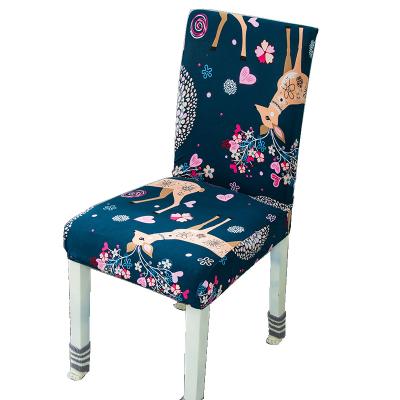 China Other Hotel Simple Print Stretch Navy Blue Household Backseat Package One-Piece Restaurant Chair Cover for sale