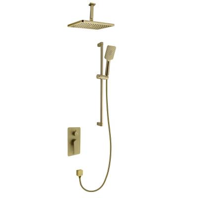 China Metered Faucets Shower System Black Shower Set Wall Mounted High Pressure Shower Head And Hand Spray for sale