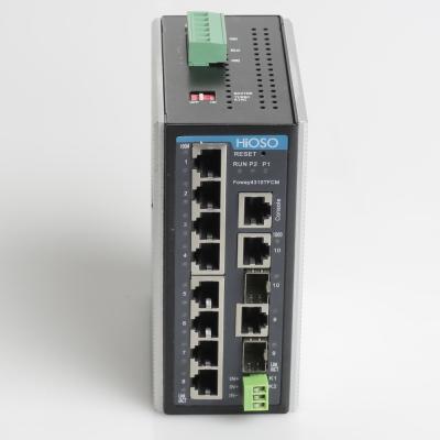 China 2 1000M Combo 8 puertos del interruptor 10 de Ethernet del carril del dinar RJ45 del 10/100M en venta