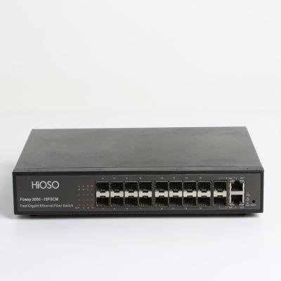 China 16 10/100M SFP Havens 2 100/1000M RJ45 de Vezel Optische Schakelaar van de Opstraalverbindingshaven Te koop