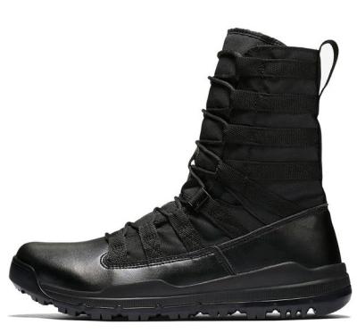 China 17 Ounces Genuine Leather Military Boots Upper Nylon Reinforced Black Outdoor Tactical Gear for sale