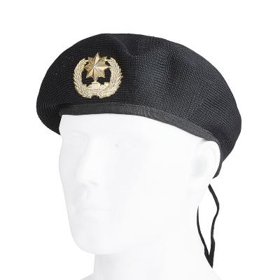 China OEM Classic Beret with breathable mesh fabric, embroidered patch logo, security cap, manufacturer wholesale for honor guard for sale