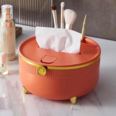 China Round Capacity Modern Simplicity Storage Tissue Box Multifunctional Large Capacity Tissue Box For Hotel OR House Office Bathroom for sale