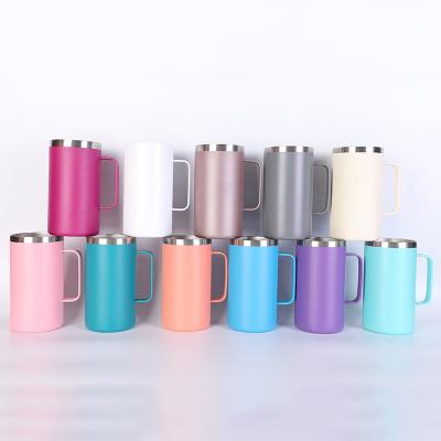 China Sustainable High Quality Customized Reusable 304 Insulated Stainless Steel Thermal Mug Vacuum Travel Tumbler With Handle for sale