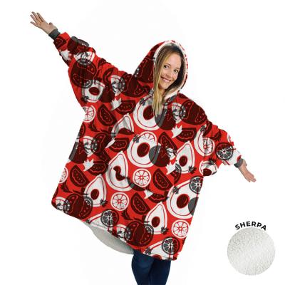 China Anti-Pull Yutong Avocado And Tomato Pattern Blanket With Sleeves Women Hoodie Cover Giant Hoody Long Dress Fleece Oversized Warm Hoodies TV for sale