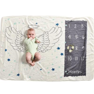 China Anti-pilling Yutong Baby Monthly 12 Milestone Baby Blanket Photography Props Covers Angel Wing Background Blanket For Photo Newborn for sale