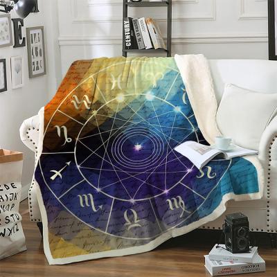 China Anti-Pull Yutong Magic Circle With Zodiacs Pattern Sherpa Throw Blanket Bed 3D Print Vivid Thin Comforter Cobertor Bedding 130X150 Blanket for sale