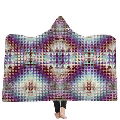 China Anti-pilling Yutong Abstract Geometry Hooded Microfiber Sherpa Blanket Colorful Soft Blanket for sale