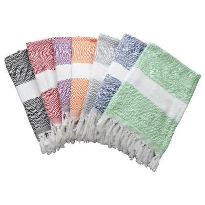 China Large Twill Turkish Beach Towels Hammam Gift Spa Gym Yoga Shawl Plaid Cotton Bath Beach Towel for sale