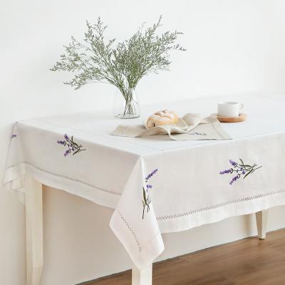 China Yutong Waterproof Embroidery Floral Pattern Tablecloth Solid Color Dustproof Table Cover for Balcony Afternoon Tea Cafe Wedding Decor for sale