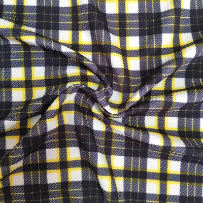 China Custom Classic Memory Plaid Patterns Printed Ball Fabric Printing 4 Stretch Spandex Knit Ball Fabric For Head Wrap Hair Bows for sale