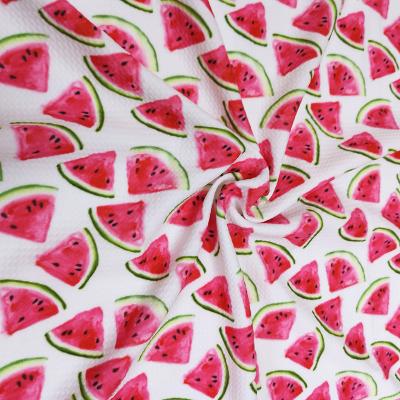 China Sustainable Custom Watermelon Printed Fruit Pattern Ball Textured Liverpool Fabric 4 Way Stretch Spandex Knit Ball Fabric By The Yard for sale