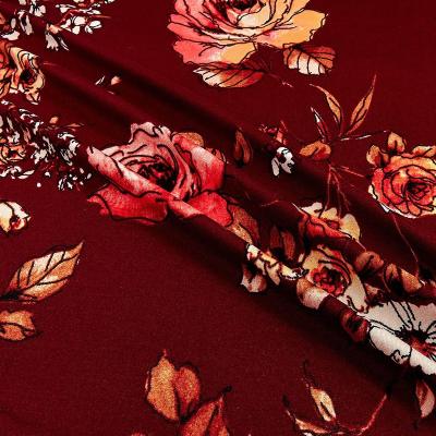 China Sueded Brushed Printed Soft Double Brushed Polyester Fabric Soft 4 Way Stretch Knit Fabric By The Yard For Dress Sewing for sale