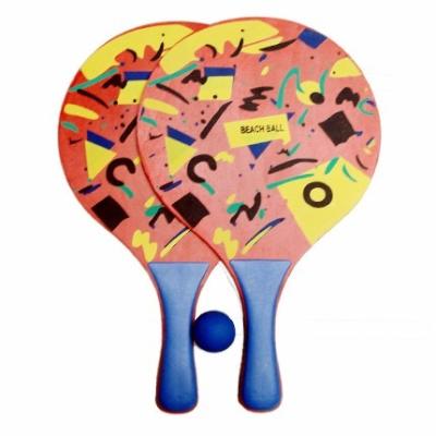 China Hot Selling MDF Beach Games Wooden Bats And Tennis Beach Silk Screen Printing Paddle for sale