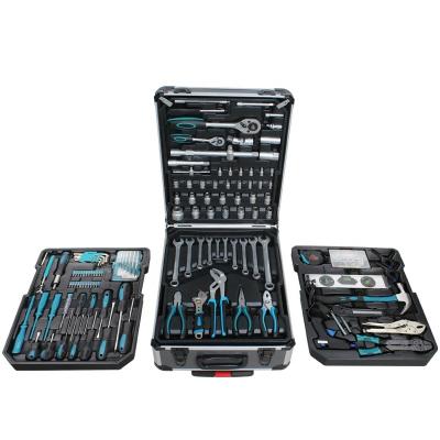 China Durable Household Tool Kit With ABS Trolley Case 186pcs Tool Box Set Gray Mechanic for sale