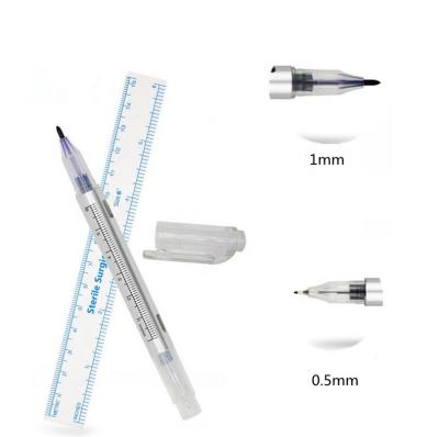 China Skin Marker Pen For PMU Eyebrow Ruler Tip Seeds Skin Wholesale Sterile Disposable Medical Marker Pen The Top Dual for sale