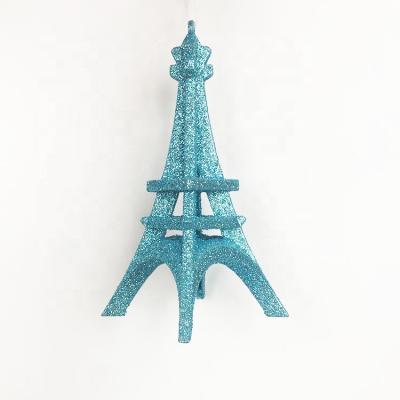 China Party 2021 New Products 15cm Silver Eiffel Tower Shape Hanging Ornaments For Festival Decorations for sale