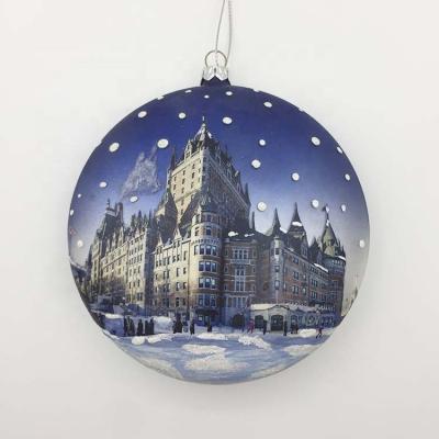 China Hand Paint 2020 Hot Sales Hand Paint 12cm Flat Glass Christmas Balls for sale